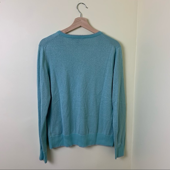 Brooks Brothers Light Blue Metallic V-Neck Sweater - Picture 10 of 10